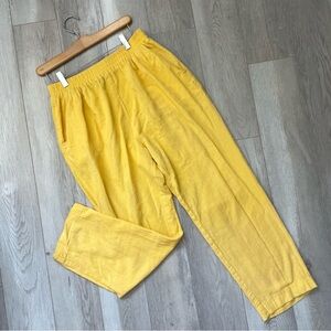 Jez Vintage Pants cotton pull on straight leg womens Yellow (large) bright artsy